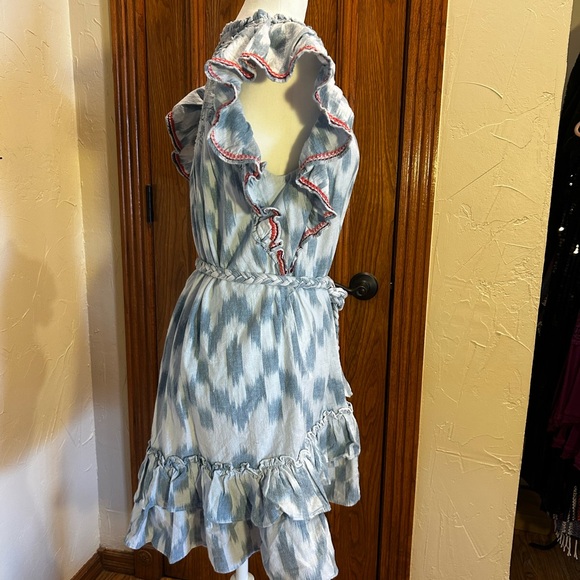 Anthropologie Saylor Blue Boho 100% Cotton Mini Dress NWT - Picture 7 of 15